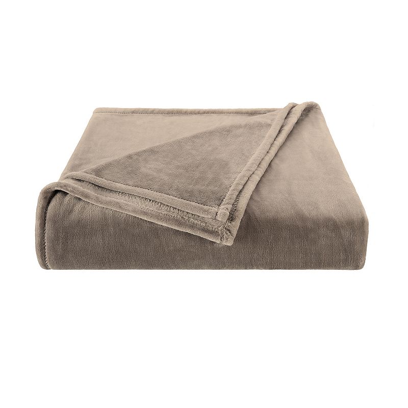 Columbia Super Soft Plush Blanket, Grey, Twin