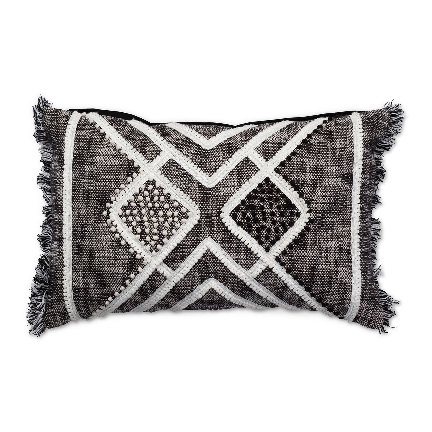 black textured throw pillow