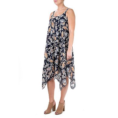 Women's Nina Leonard Floral Handkerchief-Hem Dress
