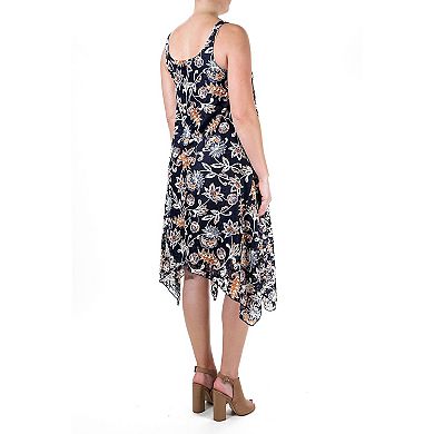 Women's Nina Leonard Floral Handkerchief-Hem Dress