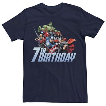 Men's Marvel Avengers Action Shot 7th Birthday Tee