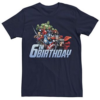 Men's Marvel Avengers Action Shot 6th Birthday Tee