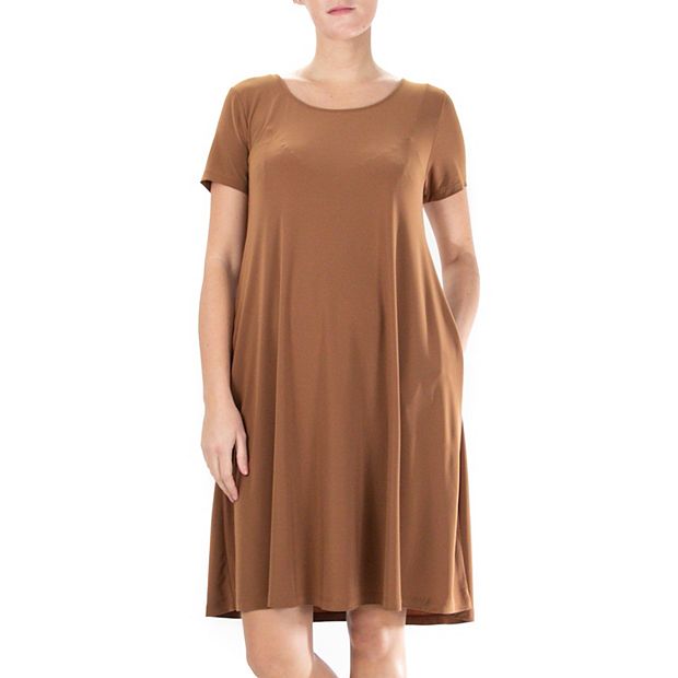 Women's Nina Leonard Lace-Up Back Swing Dress, Size: Small, Cognac