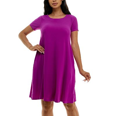 Women's Nina Leonard Lace-Up Back Swing Dress, Size: Small, Violet