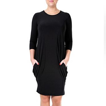 Women's Nina Leonard Solid Draped Tunic Dress