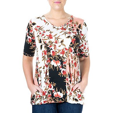 Women's Nina Leonard Print Draped Tunic Dress