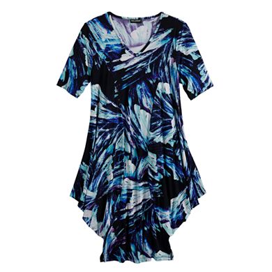 Women's Nina Leonard Print Draped Tunic Dress