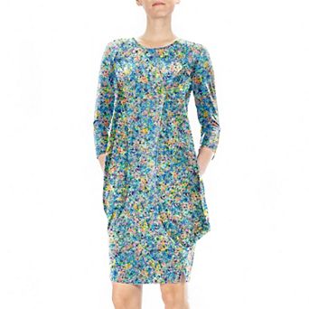 Women's Nina Leonard Print Draped Tunic Dress