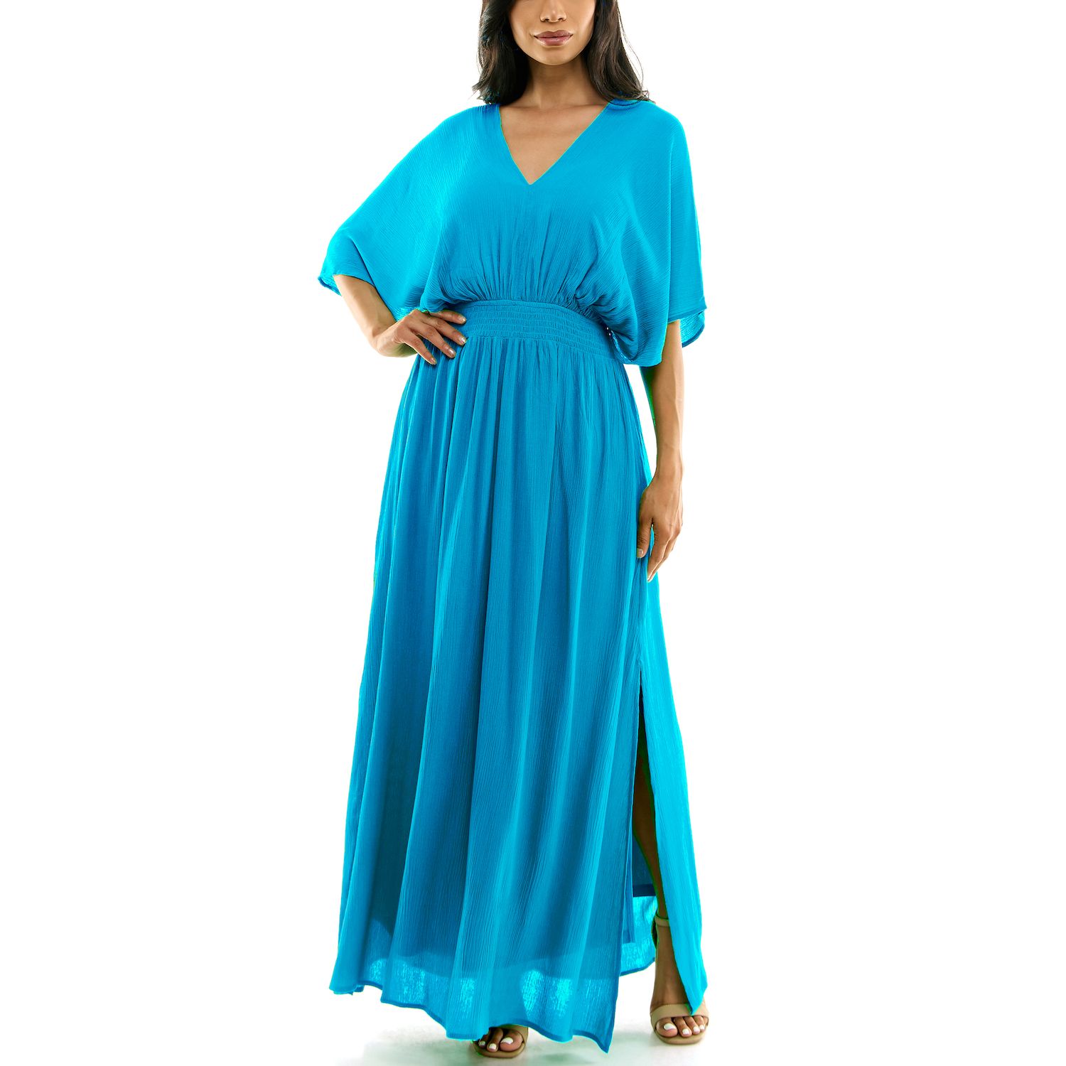 Женское платье Nina Leonard Smocked Maxi, цвет: Синий — фото 1