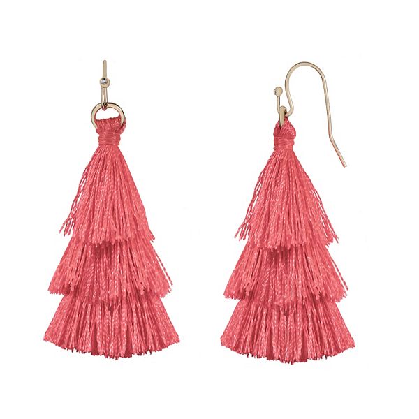 Bright pink tassel on sale earrings