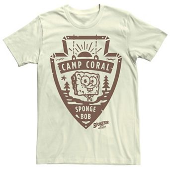 Men's SpongeBob Sponge On The Run Camp Coral Badge Tee
