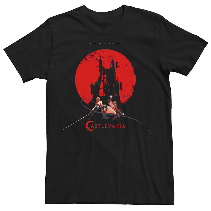 Men's Netflix Castlevania Heroes Red Moon Tee, Size: 3XL, Black