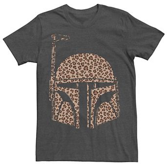 Men's Star Wars Boba Fett Helmet Cheetah Print Fill Tee