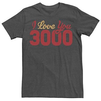 Men's Marvel Avengers Endgame Iron Man I Love You 3000 Quote Bold Tee