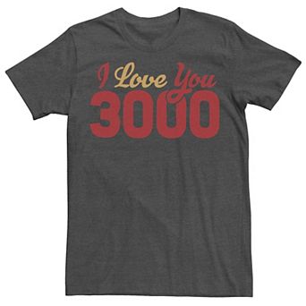 Men's Marvel Avengers Endgame Iron Man I Love You 3000 Quote Bold Tee