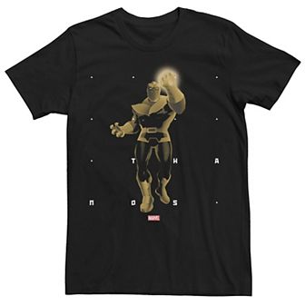 Men's Marvel Thanos Halftone Word Stack Portrait Tee