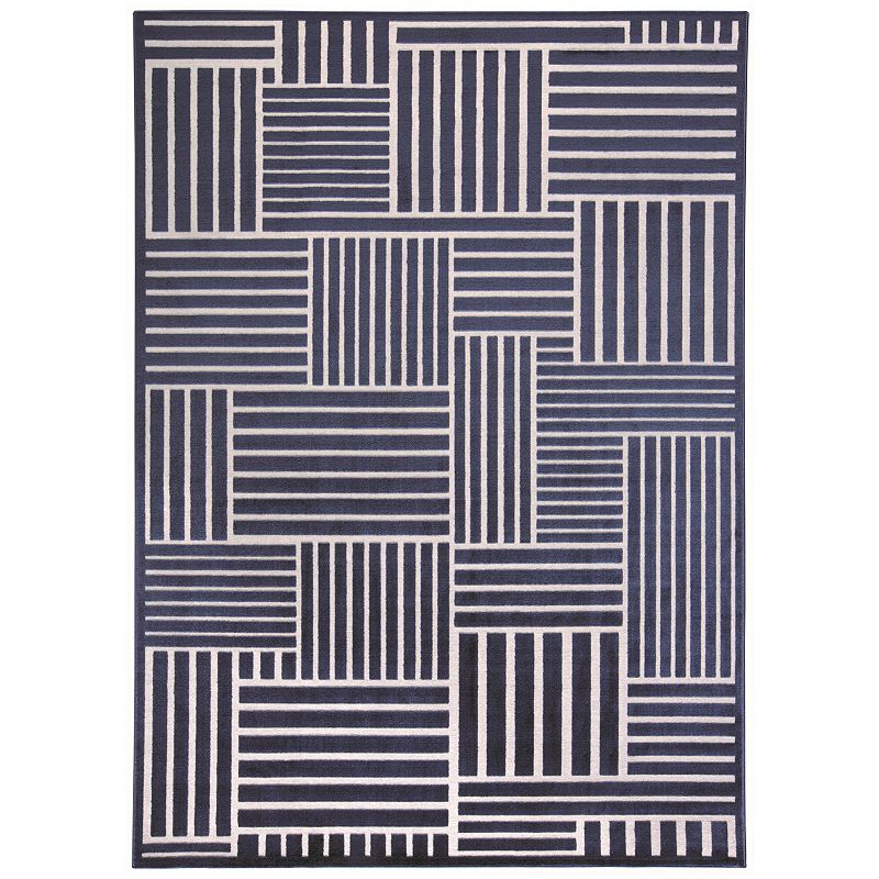 Weave & Wander Javers Mid-Century Modern Area Rug, Blue, 6.5X9.5 Ft