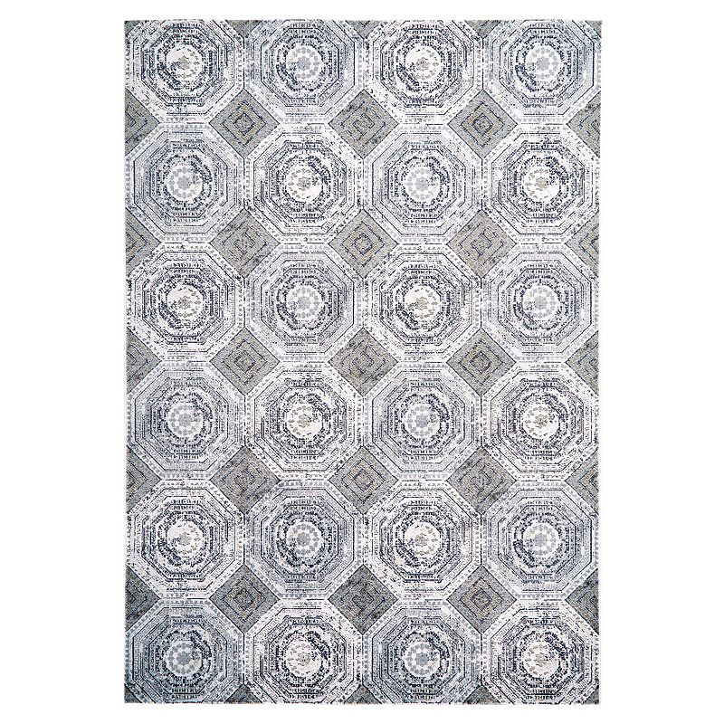 Weave & Wander Crowford Contemporary Area Rug, White, 5X7 Ft