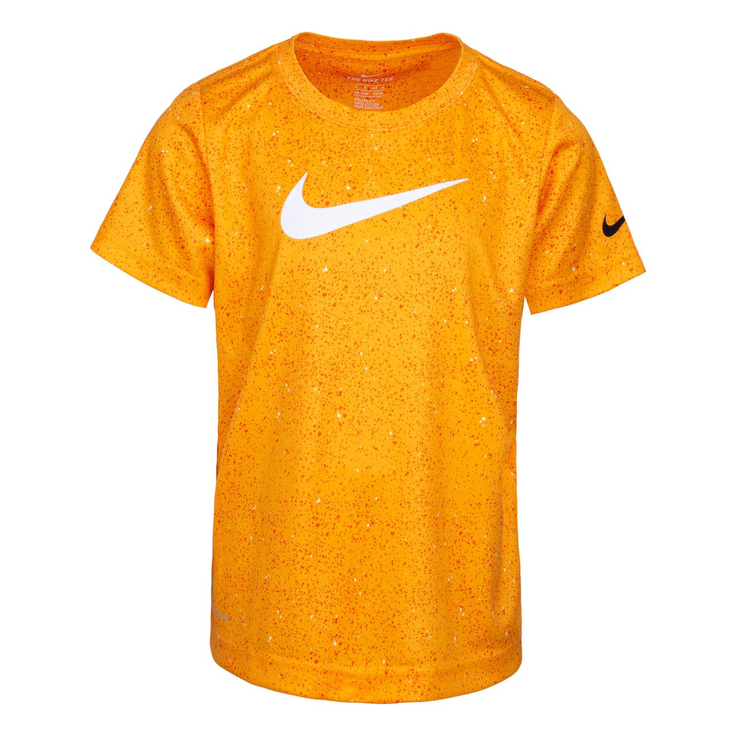 white nike shirt with yellow swoosh