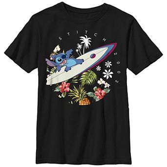 Disney's Lilo & Stitch Boys 8-20 Surfing Tropical Circle Portrait Graphic Tee