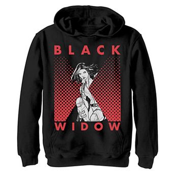 Boys 8-20 Marvel Black Widow Halftone Portrait Logo Graphic Fleece Pullover