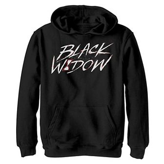 Boys 8-20 Marvel Black Widow Paint Splatter Text Graphic Fleece Pullover