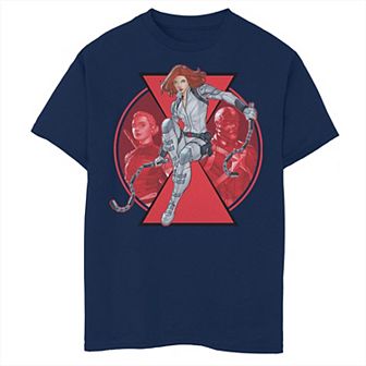 Boys 8-20 Marvel Black Widow Group Shot Team Logo Graphic Tee