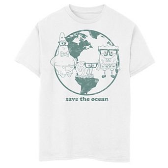 Boys 8-20 SpongeBob SquarePants Group Save The Ocean Earth Day Text Graphic Tee