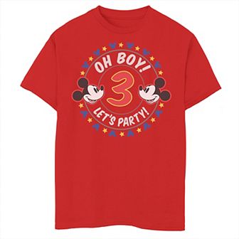 Disney's Mickey & Friends Boys 8-20 Oh Boy Let's Party 3rd Birthday Graphic Tee