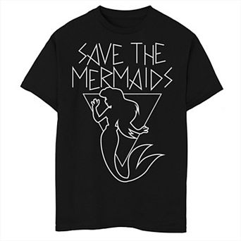 Disney's The Little Mermaid Boys 8-20 Save The Mermaids Line Art Graphic Tee