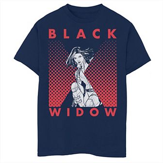 Boys 8-20 Marvel Black Widow Halftone Portrait Logo Graphic Tee