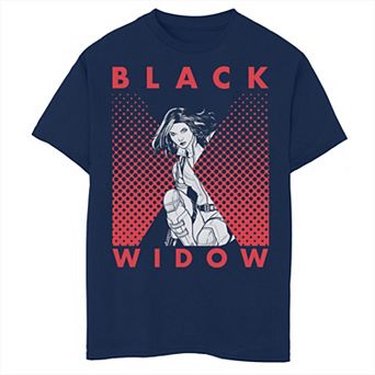 Boys 8-20 Marvel Black Widow Halftone Portrait Logo Graphic Tee