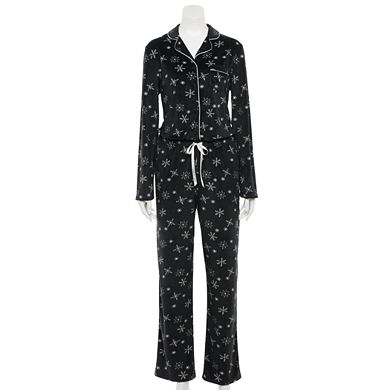 Women's Croft & Barrow® Velour Pajama Shirt & Pajama Pants Set