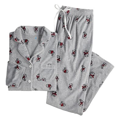 Women's Croft & Barrow® Velour Pajama Shirt & Pajama Pants Set