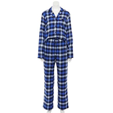 Women's Croft & Barrow® Flannel Long Sleeve Pajama Shirt & Pajama Pants Set