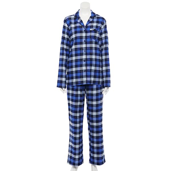 Women's Croft & Barrow® Flannel Long Sleeve Pajama Shirt & Pajama Pants Set