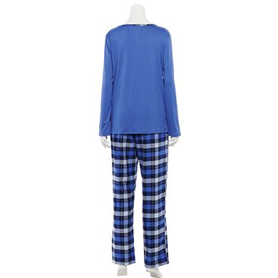 Women's Croft & Barrow® Long Sleeve Knit Pajama Shirt & Flannel Pajama ...