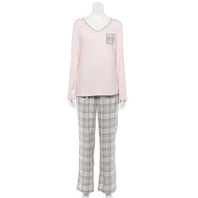 Women's Croft Barrow® Long Sleeve Knit Pajama Shirt Flannel