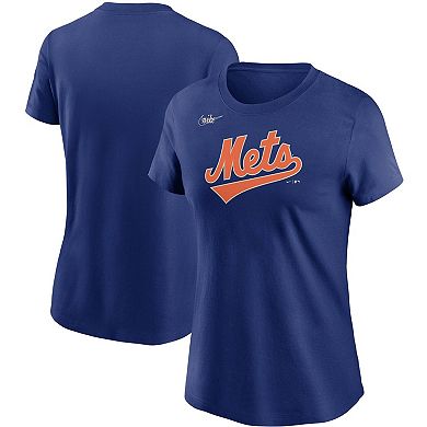 Women's Nike Royal New York Mets Cooperstown Collection Wordmark T-Shirt