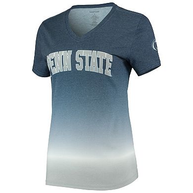 Women's Navy Penn State Nittany Lions Ombre V-Neck T-Shirt