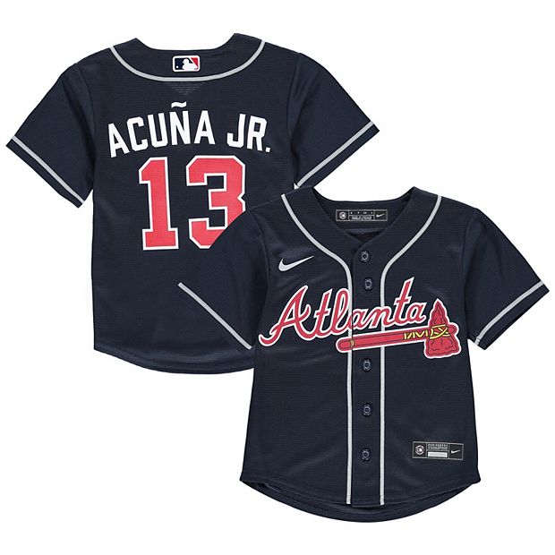 Nike Mens Ronald Acuna Jr Braves Replica Player Jersey In Gray