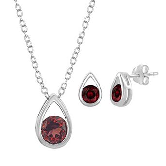 Argento Bella Sterling Silver Gemstone Teardrop Pendant & Stud Earring Set