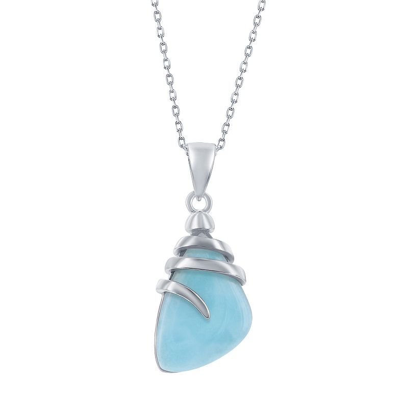 Sterling Silver Larimar Pendant Necklace, Womens, Size: 18, Blue