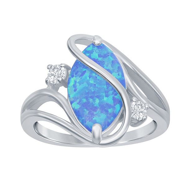 Blue opal sale silver ring