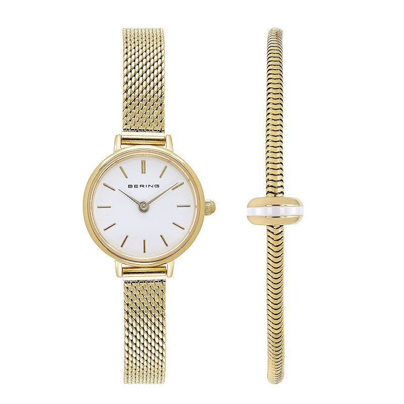BERING Women's Gold-Tone Watch, Bracelet & Charm Set - 11022-334-1-GWP190, Size: Small