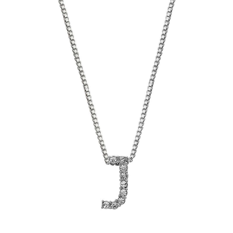 Brilliance Silver Plated Crystal Initial Pendant, Womens, Size: 18, Whi