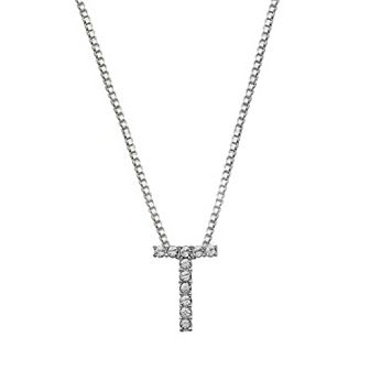 Brilliance Silver Plated Crystal Initial Pendant