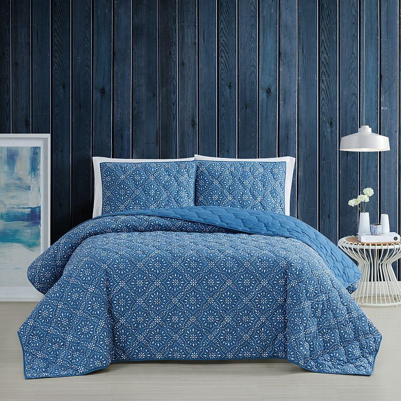 Brooklyn Loom Katrine Quilt Set, Blue, Full/Queen