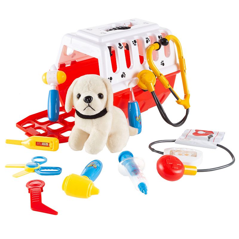 Hey! Play! 11-Piece Kids Veterinary Toy Set, Multicolor