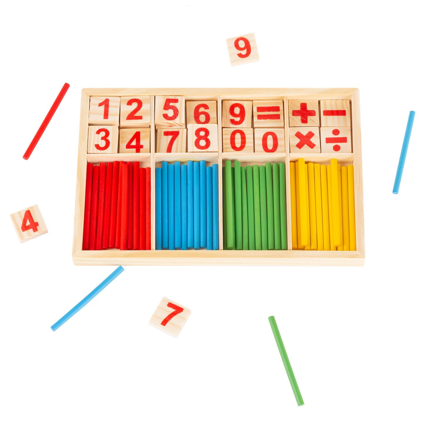 Image for Hey! Play! Montessori Math Manipulatives - Number Tiles and Colorful Sticks to Count, Add, Subtract, Multiply and Divide at Kohl's.